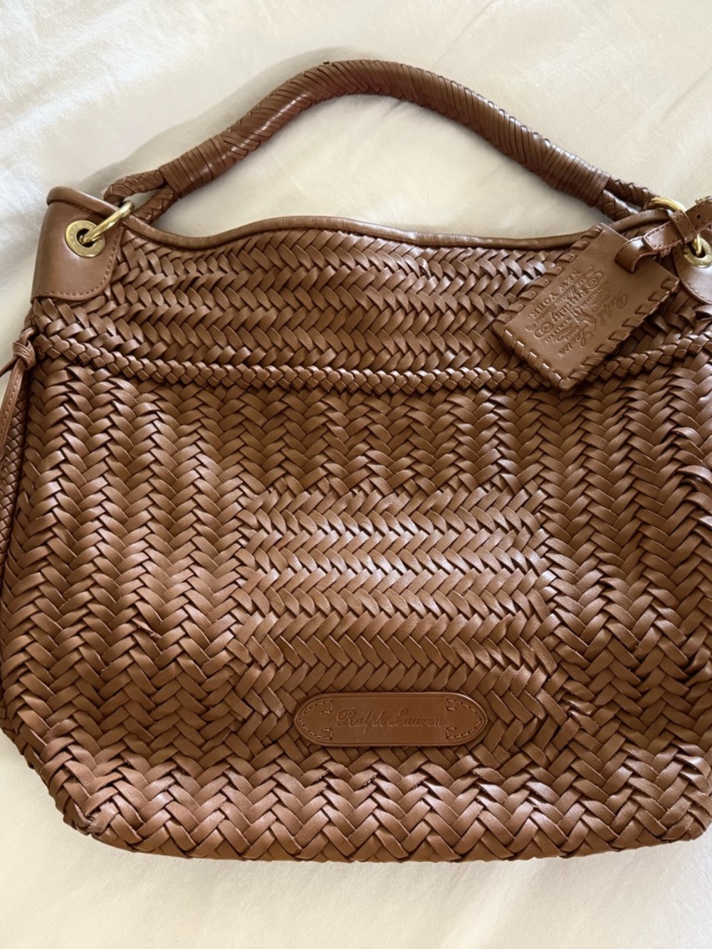Ralph Lauren Brown Woven Leather Shoulder Bag